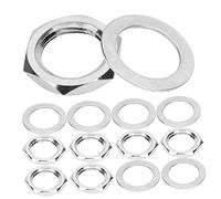 Milisten of Silver Alloy Electric Guitar Input Jack Nut and Washer Kit 10 Sets Sturdy Hex Screws Not Easy to Paint off High Efficiency and Repair for Guitar Socket Accessories