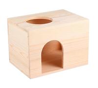 Milisten Outdoor Pet House for Squirrel Guinea Pig Chinchilla Wooden Feeding Cabin Feeder Log