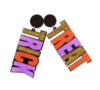 Milisten Oversized Acrylic Alphabet Earrings Women Asymmetrical Glitter Colorful Drop Earrings Halloween Jewelry Spooky Dangling Fashion for Women