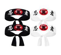 Milisten Pack of 4 Japanese Headband - Bushido Hachimaki, Ninja Headwear, Sushi Chef Bandana - For Karate, Sports, Cosplay Costume