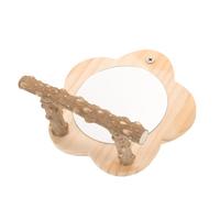 Milisten Parrot Perch with Mirror Creative Bird Stand for Small Parrots and Conures Decorative Natural Wood Cage Accessory for Training and Entertainment