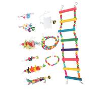 Milisten Parrot Toy Swing Ladder Bells Chewing Toy for African Grey Indian Ringneck Parakeet Cockatiel
