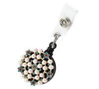 Milisten Pearl Design Alloy Badge Holder Round Shape Clip, Sturdy and Does Not Damage Clothes, for Teachers and Office Professionals, Stylish Full Rhinestone Decoration for Secure Id