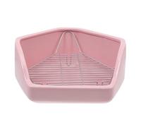 Milisten Pentagonal Ceramic Rabbit Toilet Tray Box, Anti-tipping Weighted Pink Potty for Pet Training, Large Household Litter Corner for Rabbits and Hamsters