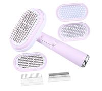 Milisten Pet Grooming Kit with Cat Bristle and Massage Brushes Multi-functional Deshedding Comb for Long-haired Cats Comfortable Grooming and Hair Removal for Indoor Pets Pink