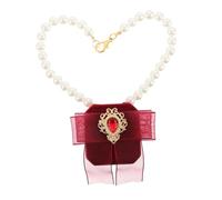 Milisten Pet Wedding Collar with Fake Pearl Necklace and Ring Box Pendant Lightweight Flexible Fit Dog Collar for Proposal Engagement Ceremonies Photo Shoots Special Occasion Pet Accessory