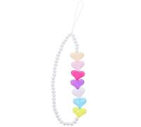 Milisten Phone Charm Bohemian Rainbow Heart Imitation Pearl Acrylic White