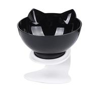 Milisten Plastic Cat Feeder Neck Guard Bowl with Tilted Design Slip Single Pet Food Dish Detachable and Cat Feeding Bowl for Convenient Cleaning and Stable Stand Black