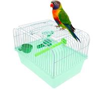 Milisten Portable Bird Travel Cage - ABS and Iron Carrier for Parrots Parakeets and Lovebirds - Secure Pet Transport for Car or Vet Visits with Perch and Feeders - Green