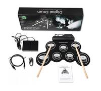 Milisten Portable Electronic Drum Kit Black Silicone and Abs Material with Headphone Jack and Realistic Drum Sound for Practice at Home or Studio