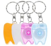 Milisten Portable Floss Keychain 4-Pack Refillable Floss Stick Compact Ring for on-the-Go Teeth Cleaning and Oral Care