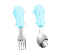 Milisten Portable Fork and Spoon Set with Silicone Handles Durable Lightweight Feeding Utensils for Self Training Easy Grip Design Eating Tools for Weaning