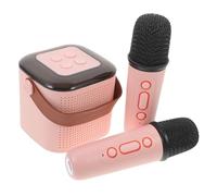 Milisten Portable Karaoke Speaker with Wireless Microphones, Mini Wireless Mic and Speaker System, Pink Dual Mic Set for Party and Travel Use