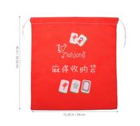 Milisten Portable Mahjong Storage Pouch Drawstring Bag Thickened Large Red Fabric Organizer for Mahjong Game Tiles Suitable for Travel and Home Storage