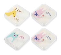 Milisten Portable Mini Pill Box 4pcs Set - Weekly Medicine Storage Holder Multi Compartments, Travel Tablet Container for Daily Medication, Assorted Pink Rabbit, Green Frog, Yellow Deer