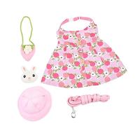 Milisten Rabbit Harness Leash Set with Bunny Hat and Printed Garment, Sturdy Adjustable Rope for Small Pets, Size L, Suitable for Dwarf and Holland Lop Rabbits Outdoor Walking