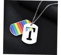 Milisten Rainbow Double Pendant Necklace Stainless Steel Hollow Letter Chain Unisex Fashionable Jewelry Lgbt Pride Symbol Gift for Women Men