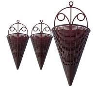 Milisten Rattan Hanging Basket Planter, 3pcs Cone Shape Rustic Hanging Wall Planter Farmhouse Flower Pot Woven Plant Holder Conical Flower Basket Bird Nest for Balcony