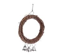 Milisten Rattan Vine Parrot Swing with Bells Durable Bird for Cage Garden Enhances Coordination for Climbing Exploring Random Color