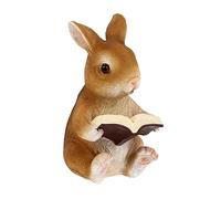 Milisten Resin Rabbit Decor for Garden Landscape Cute Reading Bunny Ornament Durable Outdoor Decoration for Home and DIY Bonsai Projects