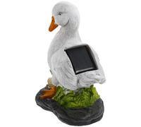 Milisten Resin Sculpture Garden Statue Solar Lamp Patio Outdoor Lighting with Polycrystalline Silicon Solar Panel White Waterfowl Design Lightweight Light The Road at Night Christmas