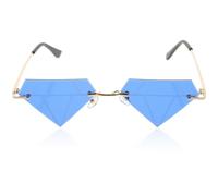 Milisten Rimless Diamond-Shaped Sunglasses Gold Frame and Lenses for Party and Dance, Trendy Funky Eyewear for Women, 90s Style Frameless Glasses for Beach and Festival