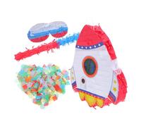 Milisten Rocket Pinata with Blindfold Bat and Confetti for Space Party Decorations Kids Birthday Games Candy Fillings Astronaut Theme Party Supplies