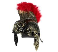 Milisten Roman Soldier Helmet with Red Plume Regal Design, Adults’ Antique Cosplay Warrior Headgear for Historical Costume and Halloween Parties