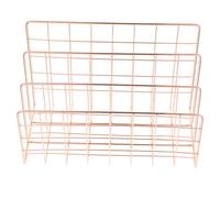 Milisten Rose Gold Metal Mail Sorter Sturdy Desktop File Organizer Rack for Documents, Magazines, and Envelopes with Practical Storage Shelf for Office and Home Use