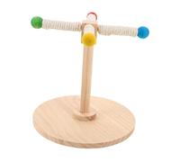Milisten Rotating Parrot Perch Natural Wood Bird Stand Interactive Chewing for Budgies Parakeets with Colorful Windmill Design for Cage Training and Claw Maintenance