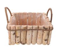 Milisten Rustic Wooden Flowerpot Barrel Planter for Succulents Patio Low-maintenance with Handle Plastic Liner Vintage Elegant Premium Birch Wood 11.4x10.6x10.6in