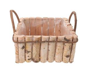 Milisten Rustic Wooden Flowerpot Barrel Planter for Succulents Patio Low-maintenance with Handle Plastic Liner Vintage Elegant Premium Birch Wood 11.4x10.6x10.6in
