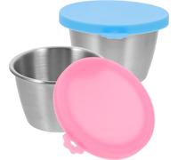 Milisten Sauce Cups Dishwasher Safe 70ml Lightweight Stainless Steel 2pcs Condiment Containers with Lids Random Color for Trips and Restaurant Use