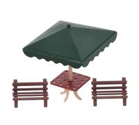 Milisten Scale Garden Park Bench with Green Parasol Realistic DIY Sand Table Model for Dollhouse Portable Decorative Chair for Collectors and Hobbyists
