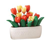 Milisten Scale Red and Yellow Flower Model Mini House Accessories for Garden and Home Decor