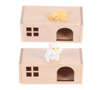 Milisten Scale with Tiny Dog and Cat Figurines Wooden Dollhouse Furniture Accessories Resin Pet Companions for Dollhouse Scenes and Garden Decorations
