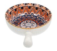 MILISTEN Seafood Tray Bowls Cake Pan Soup Bowl with Handle: Ceramic Serving Porcelain Single Handle Salad Bowl for Soup, Cereal, Stew, Noodle, Ceramic Kitchen Bowls Glass Cereal Cookie