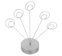 Milisten Silver Desktop Round-Shaped Memo Tree Holder with Five Circle Clip Holders, Multi-Purpose Metal and MDF Card Display Stand for Office and Reception Desk Organisation