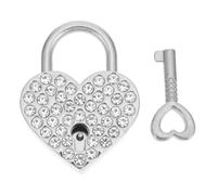 Milisten Silver Heart-shaped Couple Love Lock with Key, Scenic Bag Hanging Wishing Padlock for Valentine and Romantic Events, 1pcs