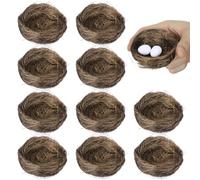 Milisten Simulated Bird Nest Decoration 2.8 Inch Rustic Mini Garden Bird Nest Ornaments for Easter Party Home Display and Photography Props