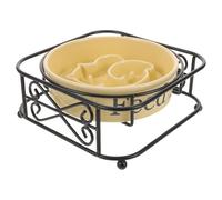 Milisten Slow Feeder Cat Bowl: Raised Ceramic Cat Slow Feeder Bowl Elevated Dog Food Dish with Stand for Dry and Wet Food