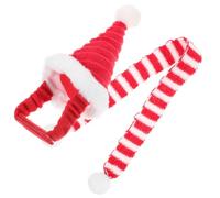 Milisten Small Pet Christmas Hat and Scarf Set with Red Knit Scarf and Pom Pom for Rabbits, Guinea Pigs, Chinchillas, and Hedgehogs - Xmas Party Costume for Small Animals