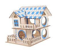 Milisten Small Pet Hamster Villa House with Double-layer Log Design and Ladder Sturdy Natural Wood Pet Climbing Habitat for Hamsters Dwarf Gerbils and Small Rodents Indoor Play and Rest