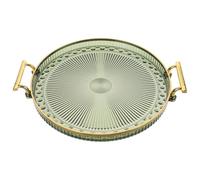 Milisten Small Round Green Tea Tray with Drainage Single-Layer Tea Cup and Water Cup Holder for Home Living Room Serving and Coffee Table