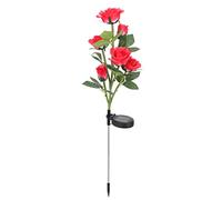 Milisten Solar LED Rose Flower Lights 6-Head Red Solar-Powered Garden Stakes Outdoor Yard Pathway Ground Lamps for Patio Lawn Décor