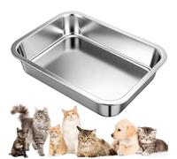 Milisten Stainless Steel Cat Litter Tray, Large Capacity Open Tray with Low Entry, Metal Litter Box Pan for Cat Kitten Rabbit, Odor-Resistant, Easy to Clean, Non Stick