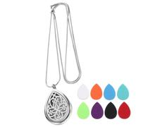 Milisten Stainless Steel Essential Oil Diffuser Necklace, Hollow Teardrop Aroma Pendant Chain, Creative Aromatherapy Jewelry for Women, 28mm Wide Pendant for Everyday Wear Random Style