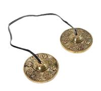 Milisten Tibetan Brass Finger Cymbals for Meditation Small Hand Percussion Instrument Adjustable Rhythm Bells for Adults Traditional Tingsha Cymbals Strap
