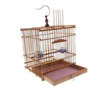 Milisten Traditional Bamboo Bird Cage Carbonized Rectangular Habitat for Budgies Cockatiels and Lovebirds Small Balcony Aviary with Fine Weaving and Secure Door Lock Indoor Patio Decoration