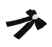 Milisten Velvet Ribbon Bow Tie Brooch for Women, Black Large Bowknot Lapel Pin, Shirt Collar Accessory, Aesthetic Brooch Pin for Coats and Jackets